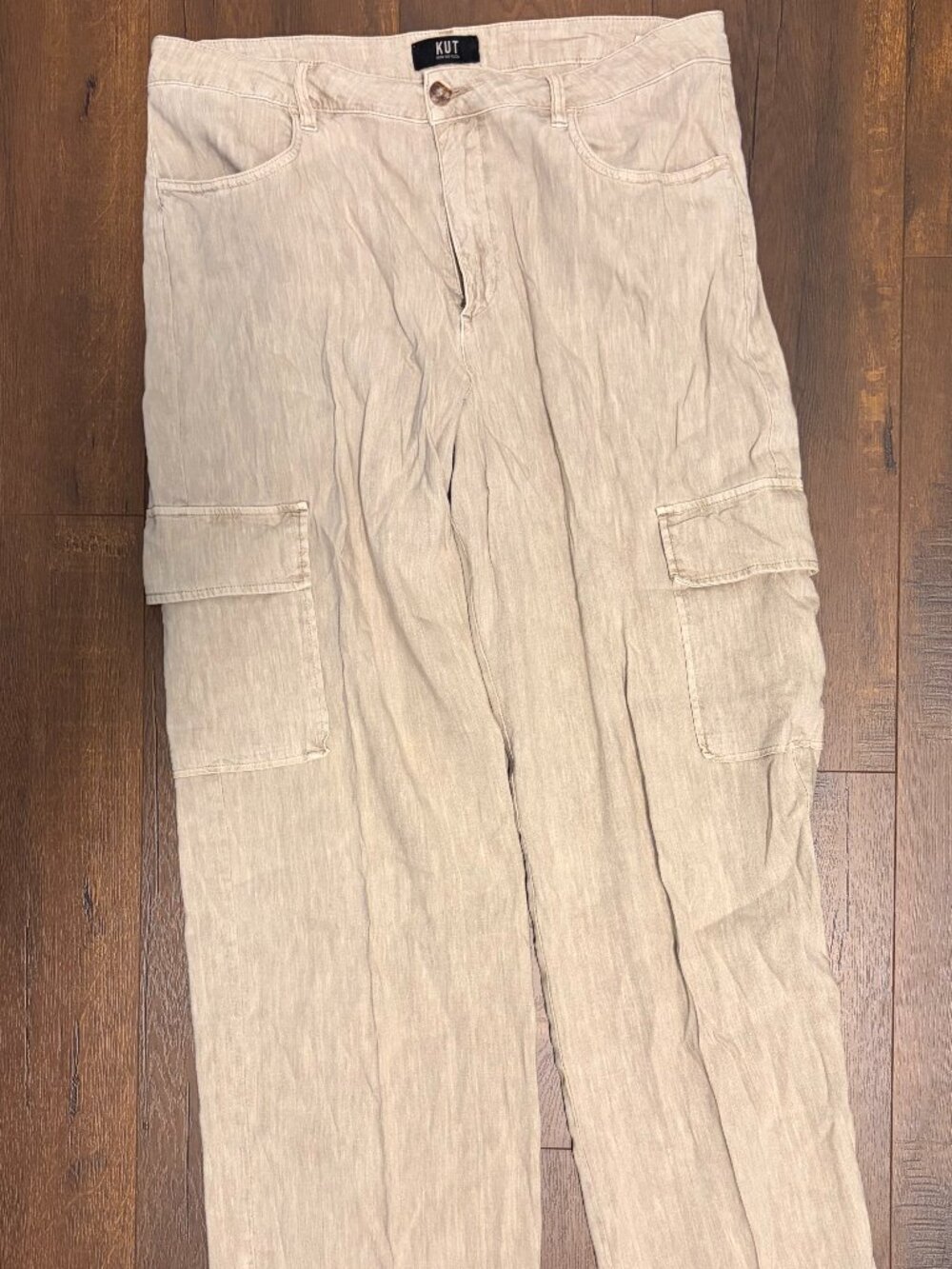KUT from the Kloth Beige Linen Blend Cargo Pants Size 14
